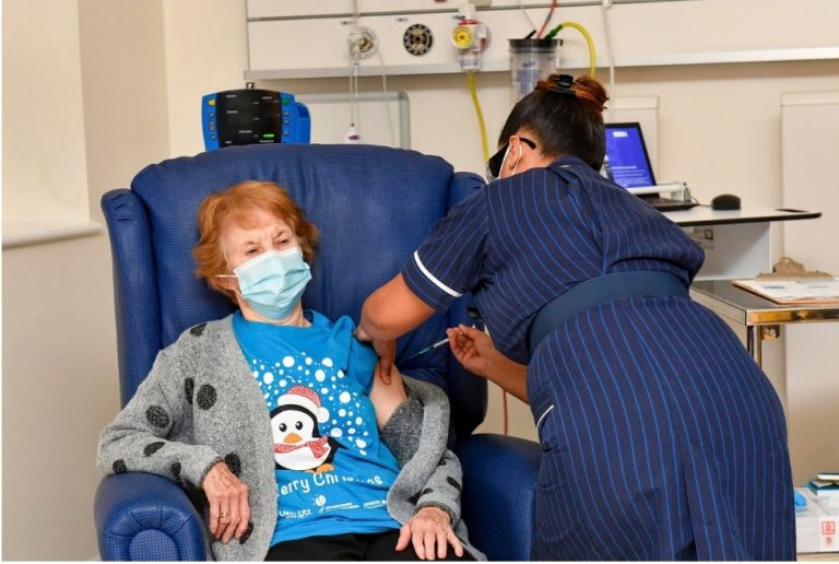 90-year-old grandmother gets 1st dose of Pfizer vaccine in UK