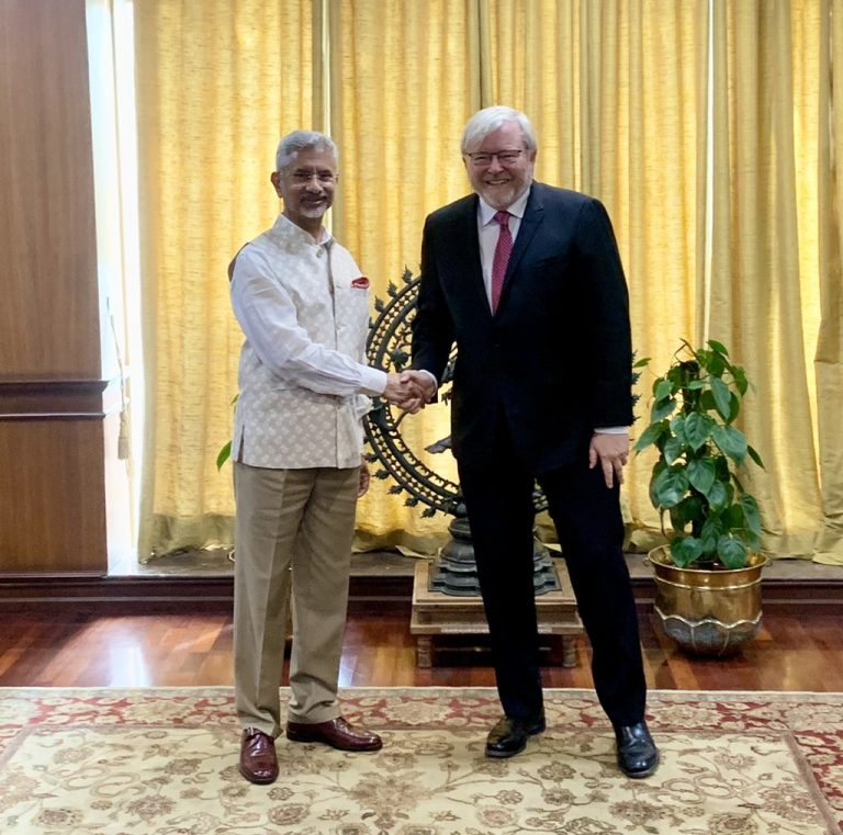 Former Australian Prime Minister & Diplomat Kevin Rudd met External Affairs Minister H.E. Jai Shankar