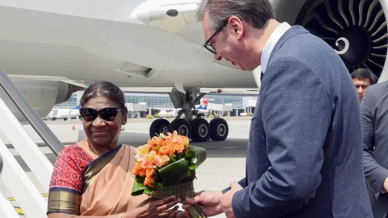 President Droupadi Murmu arrives in Belgrade on three-day state visit to Serbia