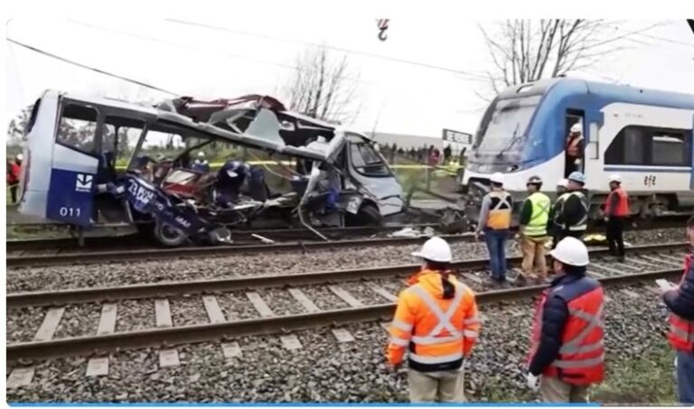 At least 7 killed in Chile, San Pedro de la Paz, when a train crashes into a minibus at a railway crossing