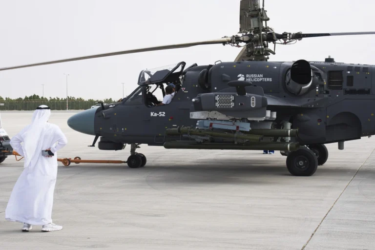 UAE president visits Dubai Air Show as Russian arms company shows attack helicopter used in Ukraine