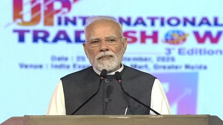 PM Narendra Modi arrives at Greater Noida Trade show, Inaugurates event with CM Yogi Adityanath